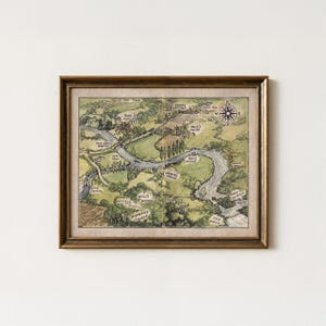 Wind in the Willows River Map | Vintage Children's Room Art | Antique Storybook Painting | Nursery Wall Decor | Digital Download