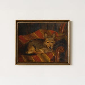 Vintage Dog Painting | Antique Canine Wall Art | Rustic Pet Animal Home Decor | Digital Download