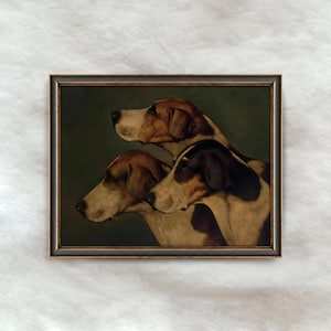 Pintura de Foxhound inglés / Arte antiguo de perro de caza / Decoración de pared vintage de sabueso / Retrato de Foxhound de granja / Descarga digital