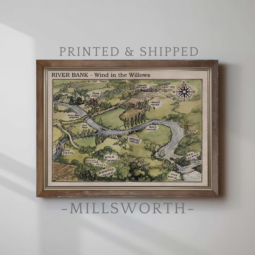 Mailed Print | Wind in the Willows River Map | Vintage Nursery Wall ...
