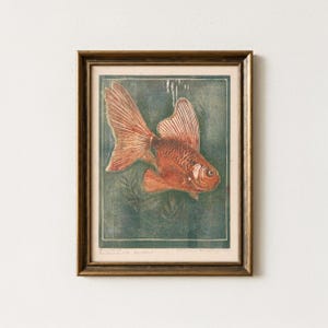 金魚の絵 | 金魚の壁アート | インクのイラスト | 海洋アートの