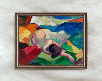Pintura al óleo abstracta de mujeres / Arte mural femenino expresionista vintage / Retrato de estilo moderno para decoración del hogar / Descarga digital