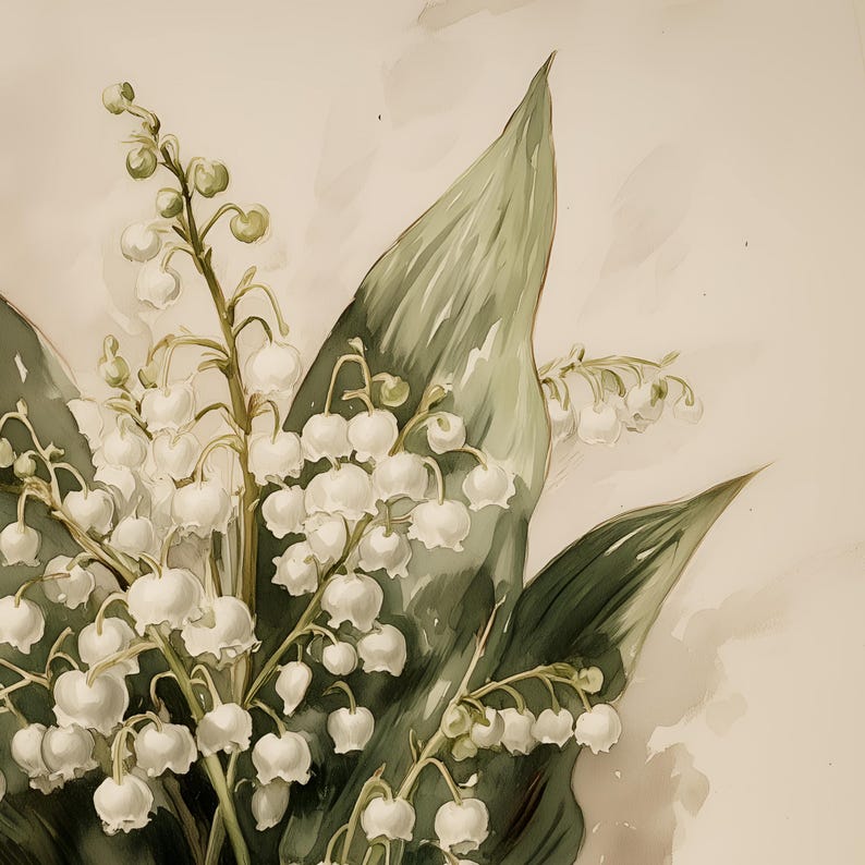 Lily of the Valley Painting | Antique French Floral Wall Art | Neutral ...
