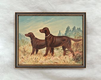 Cuadro vintage de un setter irlandés / Decoración antigua para el hogar con perros de caza / Arte mural de caza campestre / Descarga digital