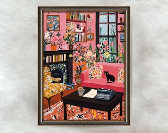 Henri Matisse Style Black Cat Painting | Vibrant Feline Wall Art | Colorful Pet Decor Gift | Digital Download