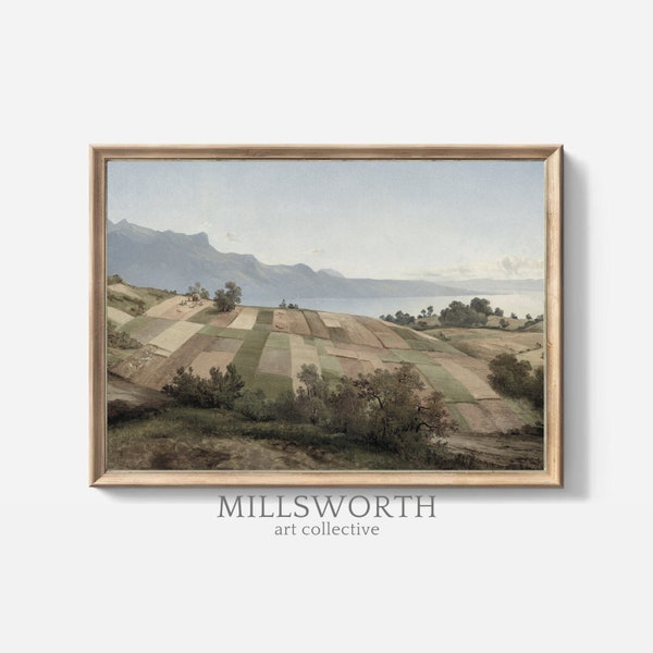 Rustic Farmland Painting | Vintage Landscape Print | Printable Wall Art | Digital Download | 515