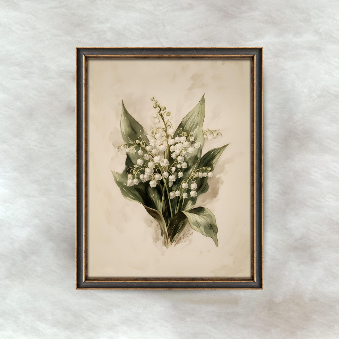 Lily of the Valley Painting | Antique French Floral Wall Art | Neutral ...