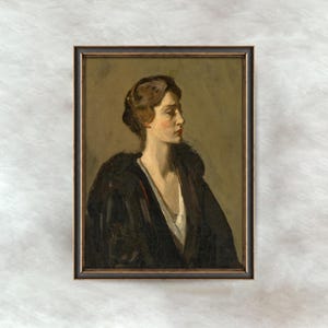 Vintage Frauenporträtmalerei | Antikes Weibliches Porträt Kunstwerk | Rustikale Bauernhaus-Wand-Dekor | Digitaler Download