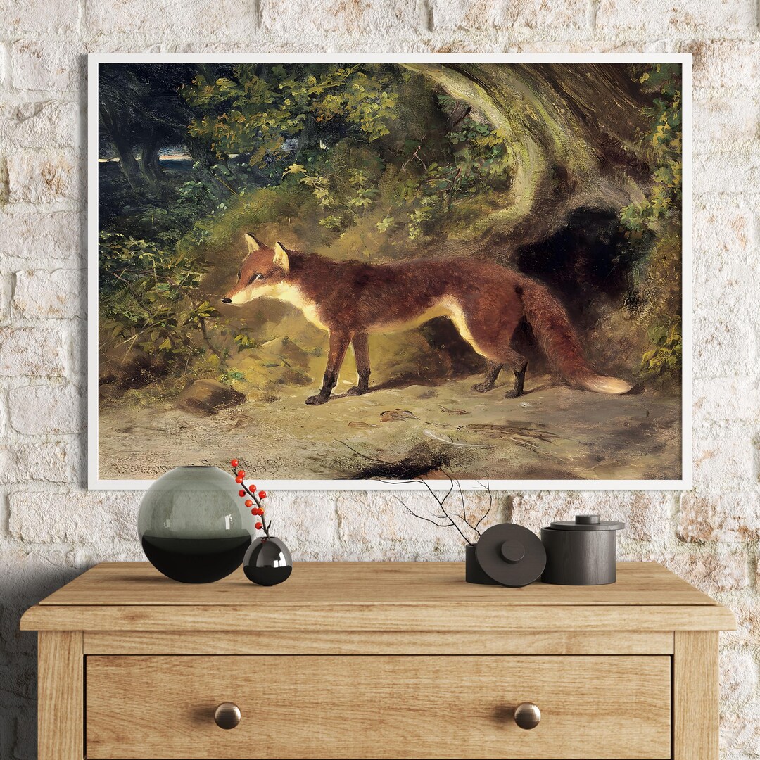 Fox and Feathers Framed Oil Painting Print on Canvas Ready to Hang ...