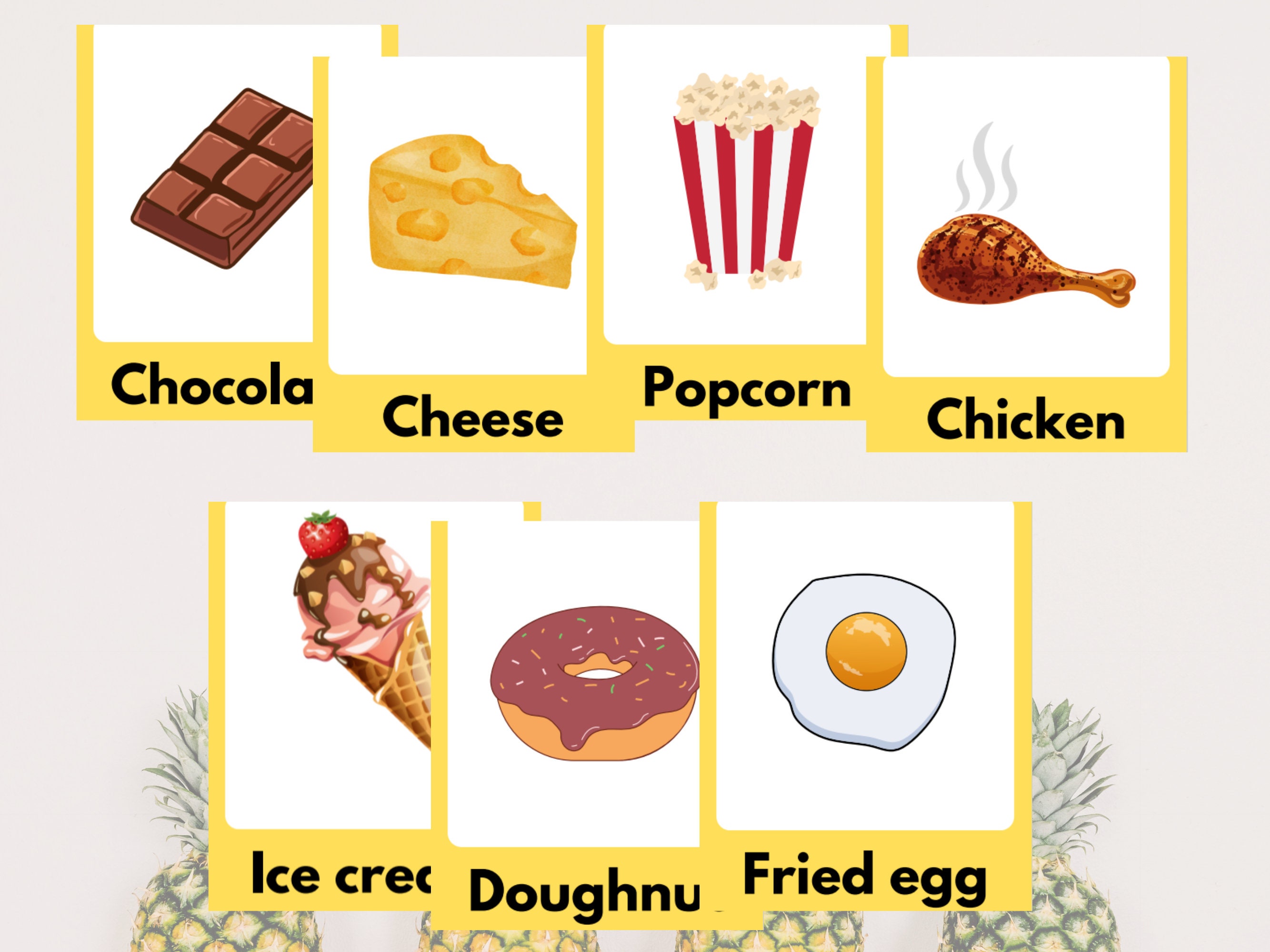 Printable Foods Flash Cards, Educational Cards for Kids, 20 Flashcards ...