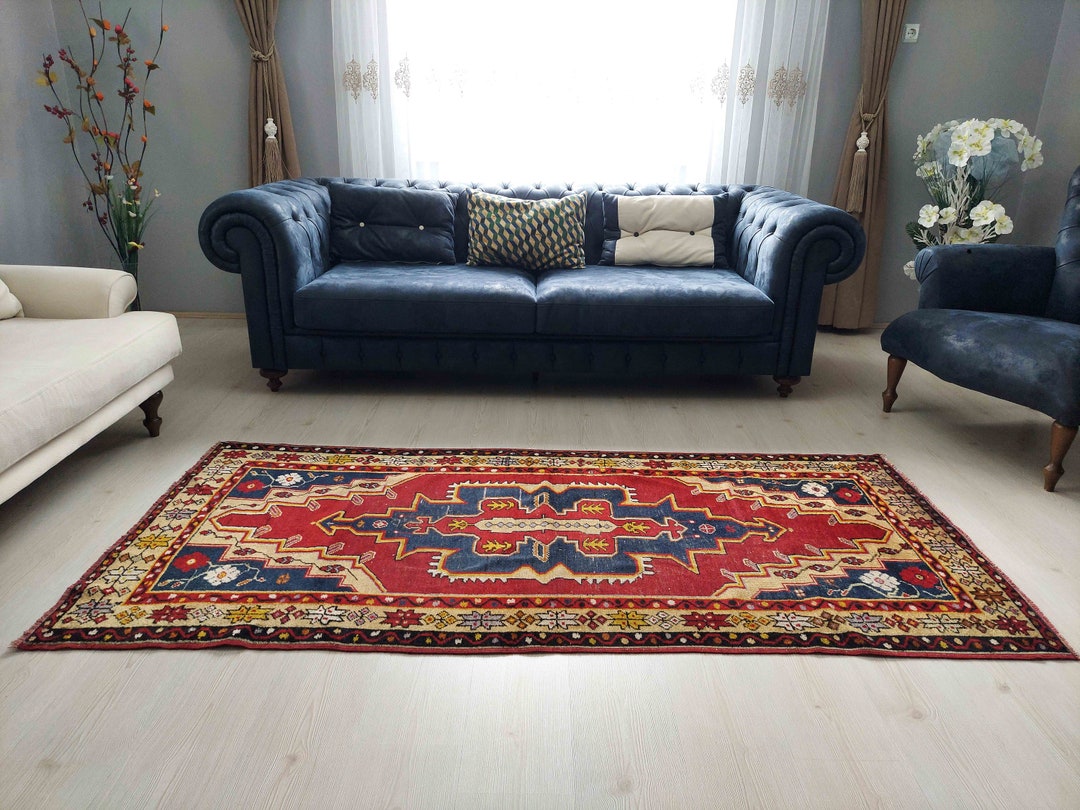 Vintage Turkish Rug 3.4x7.2 Feet Rug Antique Turkish Rug anatolian Rug ...