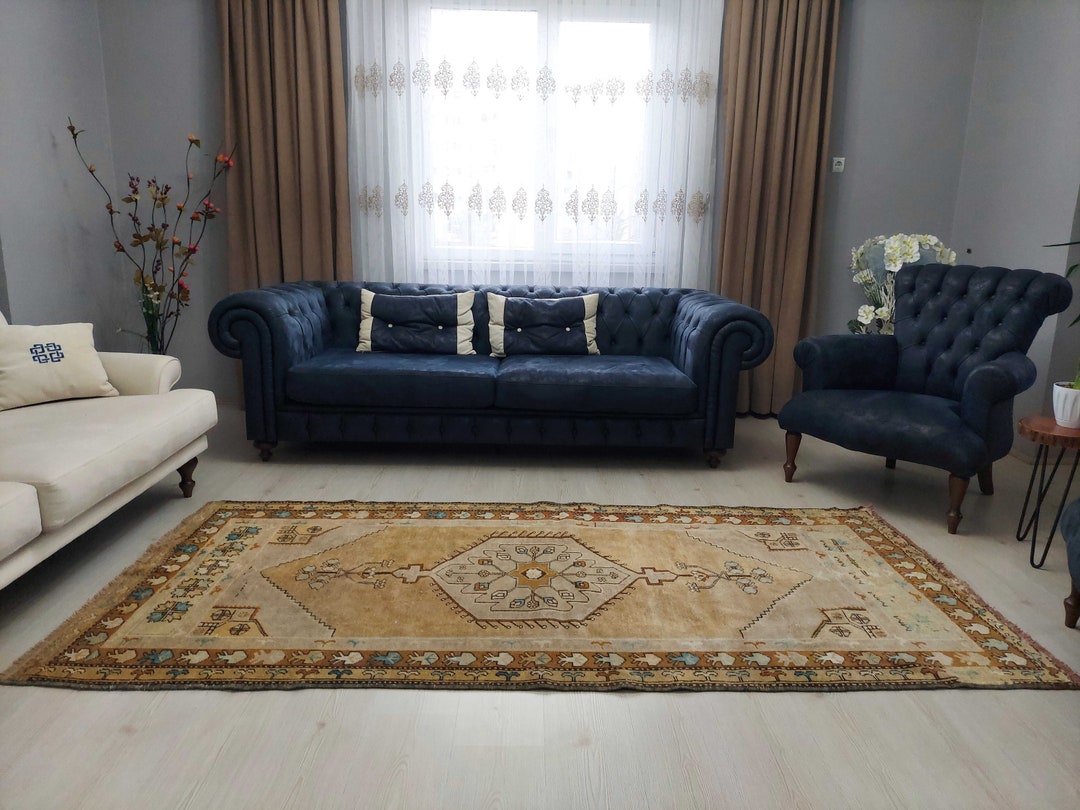Vintage Turkish Rug 4x8.6 Feet Rug Antique Turkish Rug Anatolian Rug ...