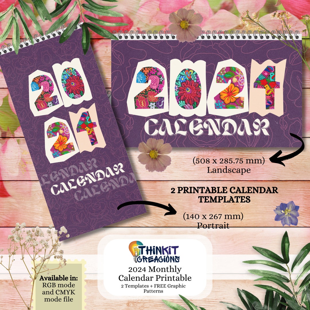 2024 Calendar 2024 Monthly Planner Printable Bundle, Vertical and ...