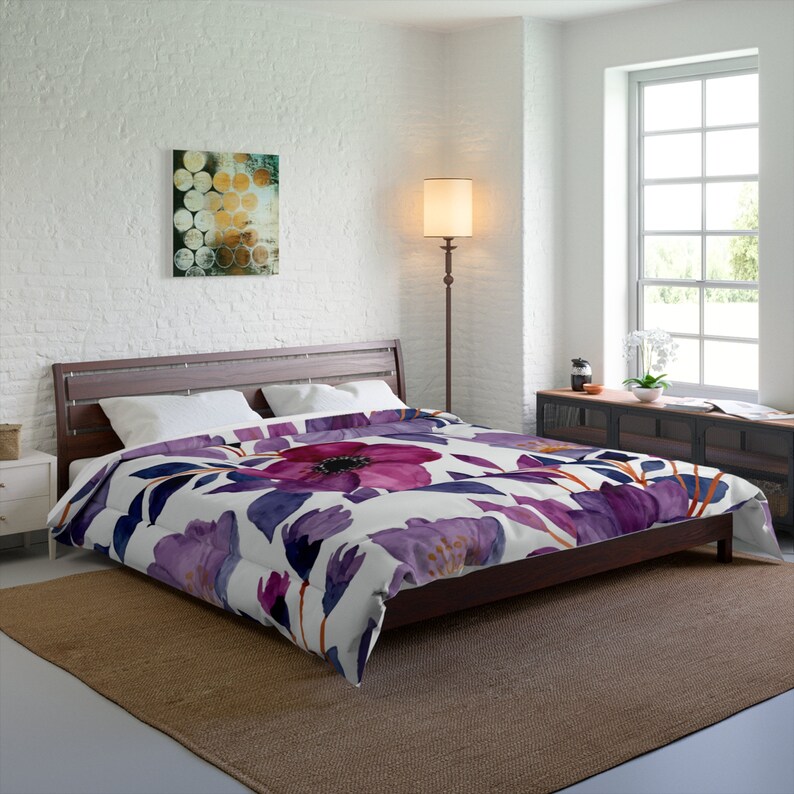 Purple Floral Comforter Etsy