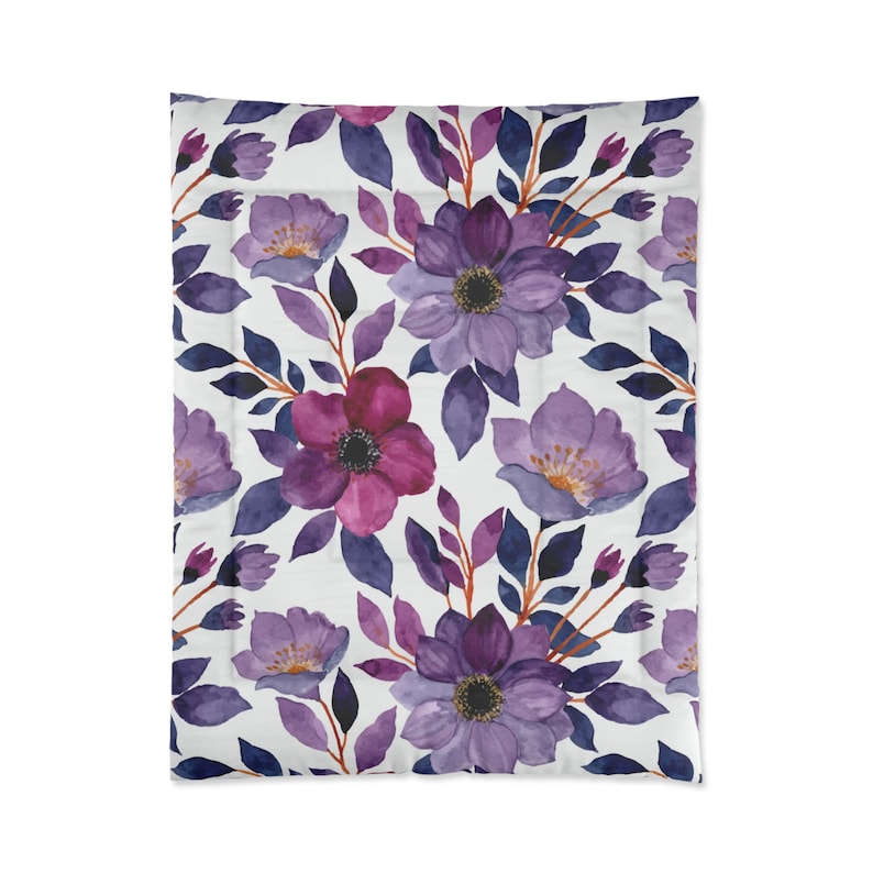 Purple Floral Comforter Etsy