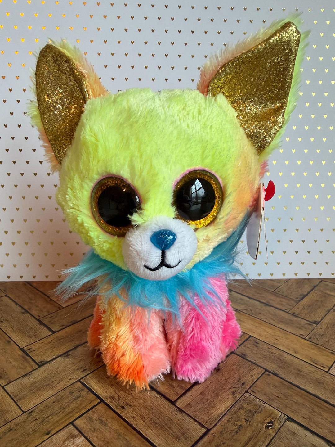 Ty Beanie Boo Yips the Neon Yellow & Coral Chihuahua Without the Horn 6 ...