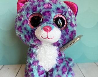 Dreamer le léopard bleu et violet Ty Beanie Boo 6 po. RARE Exclusivité Justice menthe