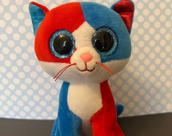 Réplique « Firecracker » Ty Beanie Boo 6 pouces rouge et bleu chat du 4 juillet