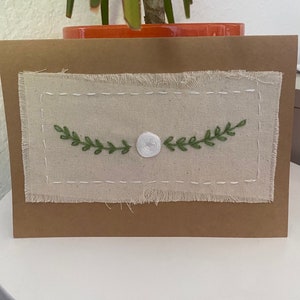 nam krans geborduurde wenskaart toe | Wit en groen | Verjaardag, bruiloft, vrijgezellenfeest, jubileum, bruidsmeisje, Valentijn, kunst aan de muur
