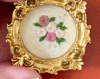 Miniature Floral Embroidery Art: Bridgerton Style Dollhouse Gallery