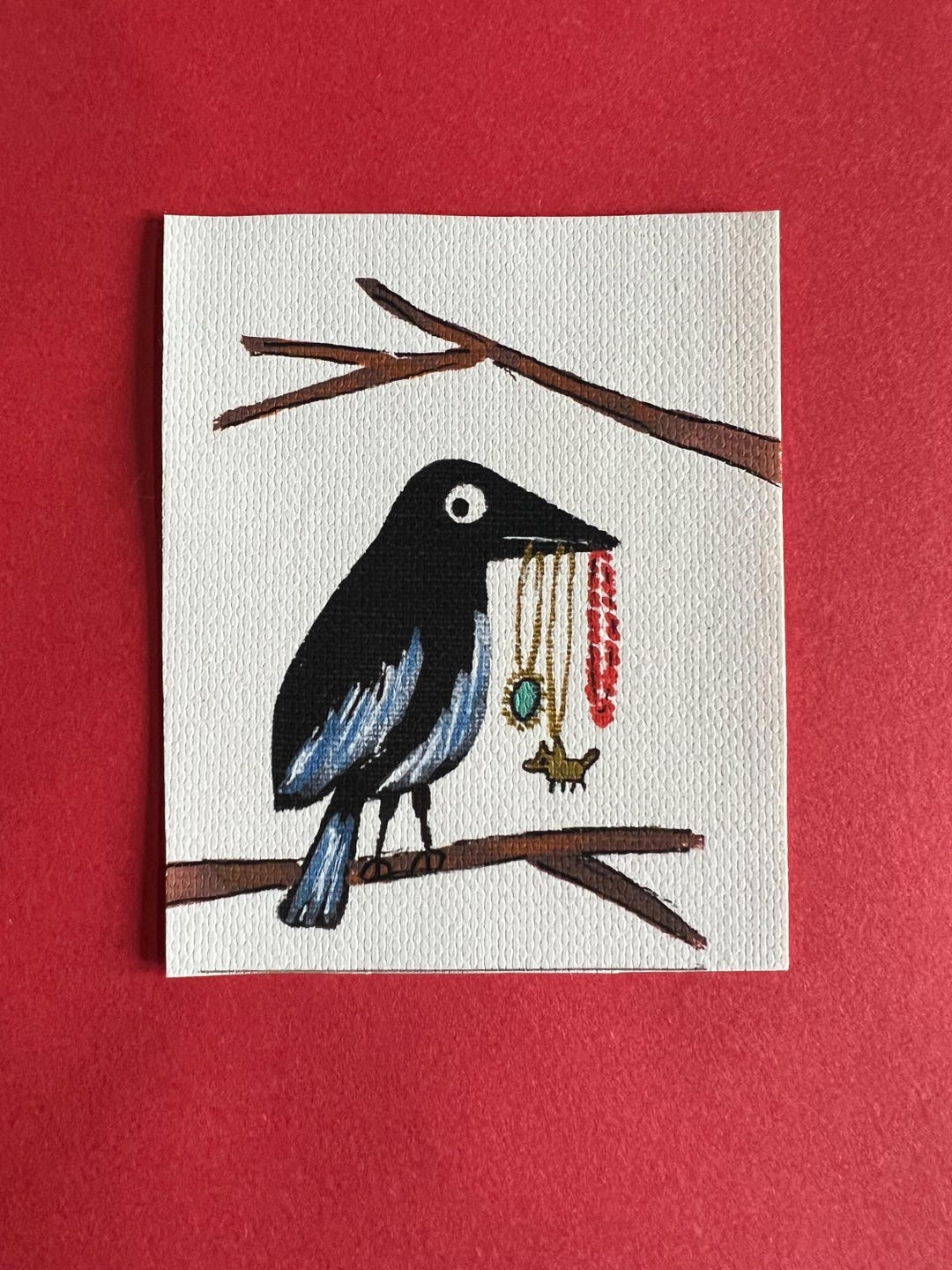 Luck Whimsical Magpie Art Print ACEO - Etsy