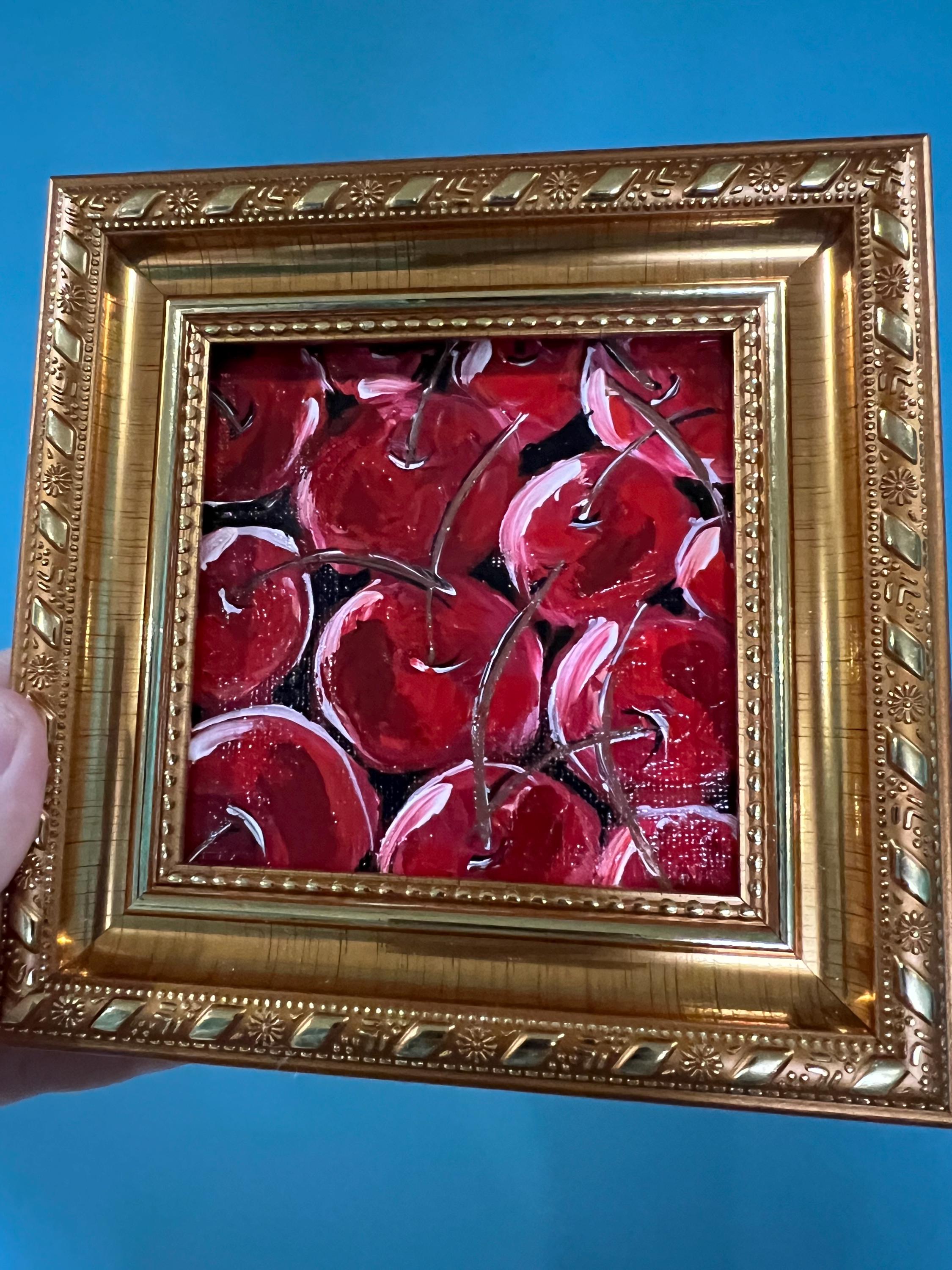 Cherry Berry Original Painting Framed 4x4 - Etsy