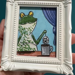Whimsical frog:print  Framed Art (3/4 inch)