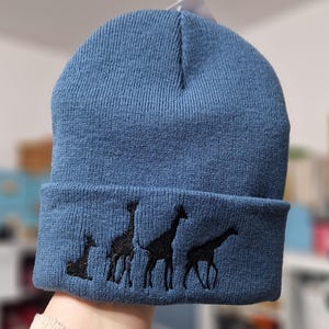 Niedliche Giraffen Silhouette bestickt Beanie - mütze Versandkostenfrei mehr Farben Geschenk Stickerei niedlicher Weihnachtsstrumpffüller Tierwildnis
