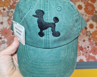 Cute Poodle Silhouette Design Machine Embroidered Vintage Style Cap More Colours - Free Delivery Gift Summer Dog Animal