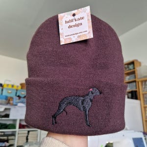 Embroidered Whippet Beanie: Sighthound Dog Hat