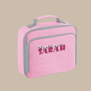 Joli sac à lunch avec prénom brodé personnalisé - police de caractères mignonne et amusante - 5 couleurs disponibles - cadeau parfait pour la rentrée des classes - livraison gratuite incluse !