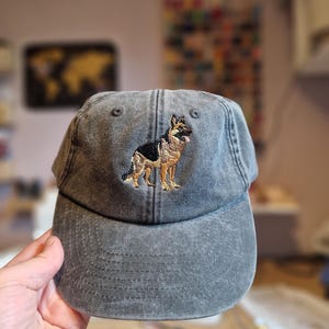 Embroidered German Shepherd Cap: Vintage Style Cotton, Free Delivery