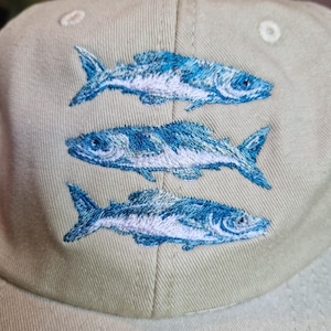Gorra vintage bordada con sardina - Algodón lavado imagen 3