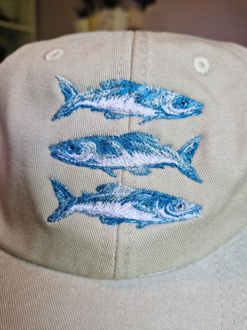 Gorra vintage bordada con sardina - Algodón lavado imagen 3