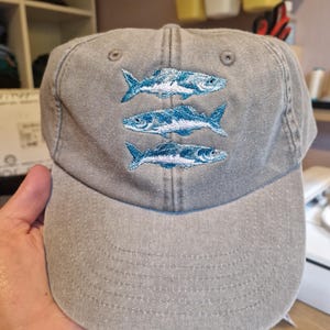 Gorra vintage bordada con sardina - Algodón lavado imagen 7