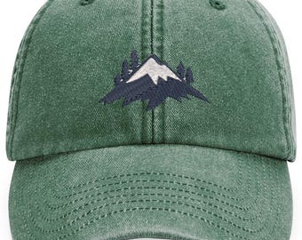 Lovely Mountain Scene Design Machine Embroidered Vintage Style Cap More Colours - Free Delivery Gift Summer Trend Outdoors