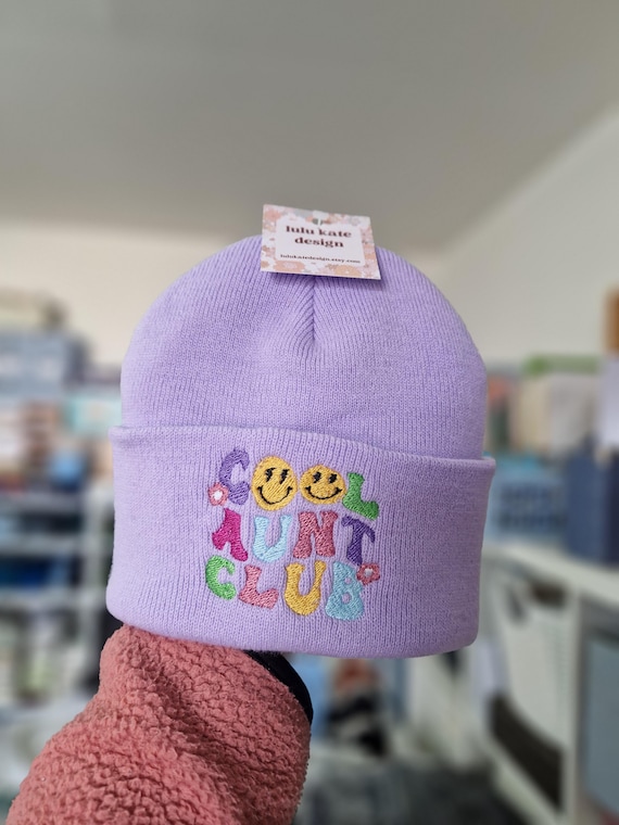 Lovely cool Aunty club embroidered beanie - hat free delivery more colours gift embroidery present birthday cute aunt auntie retro