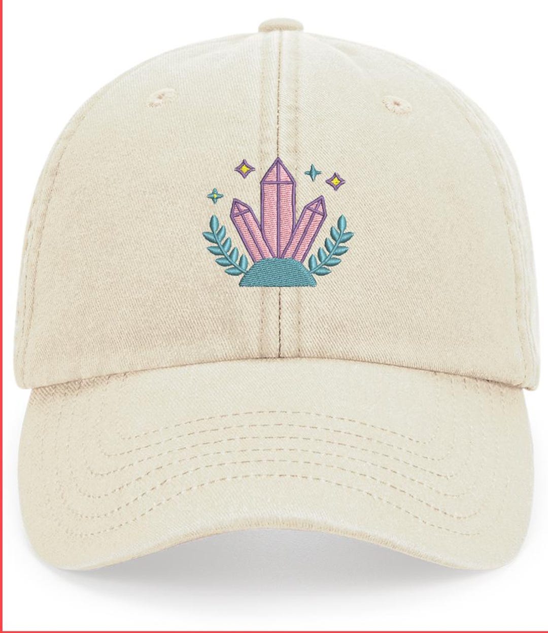 Embroidered Crystal Design Cap: Vintage Style Cotton Hat - Etsy display picture 3