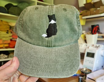 Embroidered Border Collie Cap: Vintage Style Cotton Dog Hat