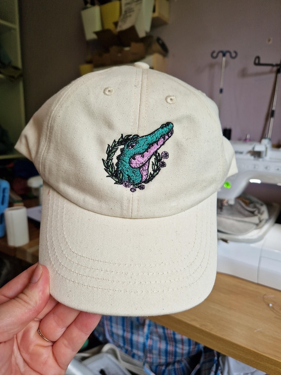 Embroidered Crocodile Cap: Vintage Style Alligator Hat