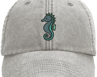 Cute Seahorse Design Machine Embroidered Vintage Style Cap More Colours - Free Delivery Gift Summer Animal Sea Water Ocean