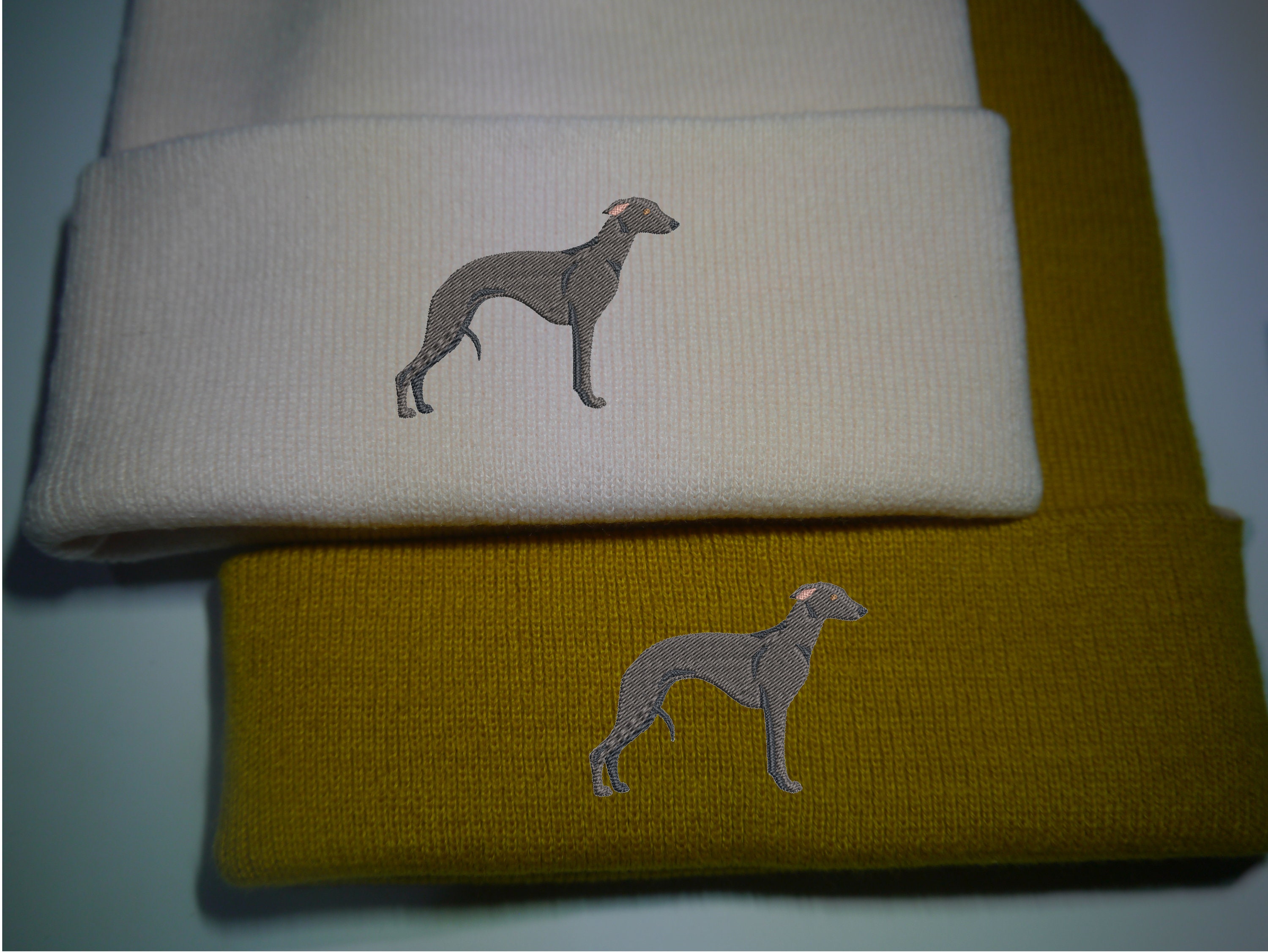 Embroidered Whippet Beanie: Sighthound Dog Hat