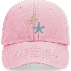 Embroidered Starfish Cotton Cap: Vintage Style Beach Hat