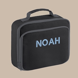 Joli sac à lunch avec prénom brodé personnalisé - 5 couleurs disponibles - Cadeau parfait pour la rentrée des classes - Livraison gratuite incluse !