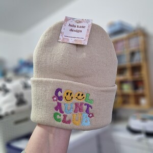 Lovely cool Aunty club embroidered beanie - hat free delivery more colours gift embroidery present birthday cute aunt auntie retro image 2