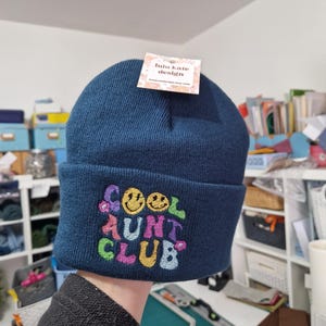 Lovely cool Aunty club embroidered beanie - hat free delivery more colours gift embroidery present birthday cute aunt auntie retro image 4