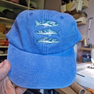 Gorra vintage bordada con sardina - Algodón lavado imagen 6