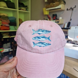 Gorra vintage bordada con sardina - Algodón lavado imagen 2
