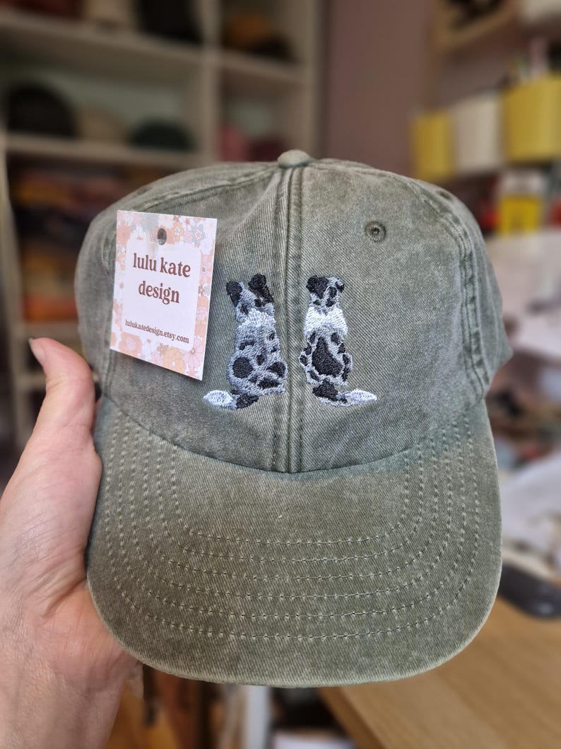 Embroidered Merle Border Collie Cap - Vintage Style Cotton - Etsy