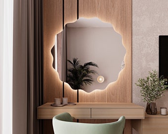 Wall Hanging Round Mirror Led, Dressing Table Mirror, Mirror Illuminated, Makeup Mirror, Minimalist Mirror, Bathroom Mirror, Bedroom Mirror